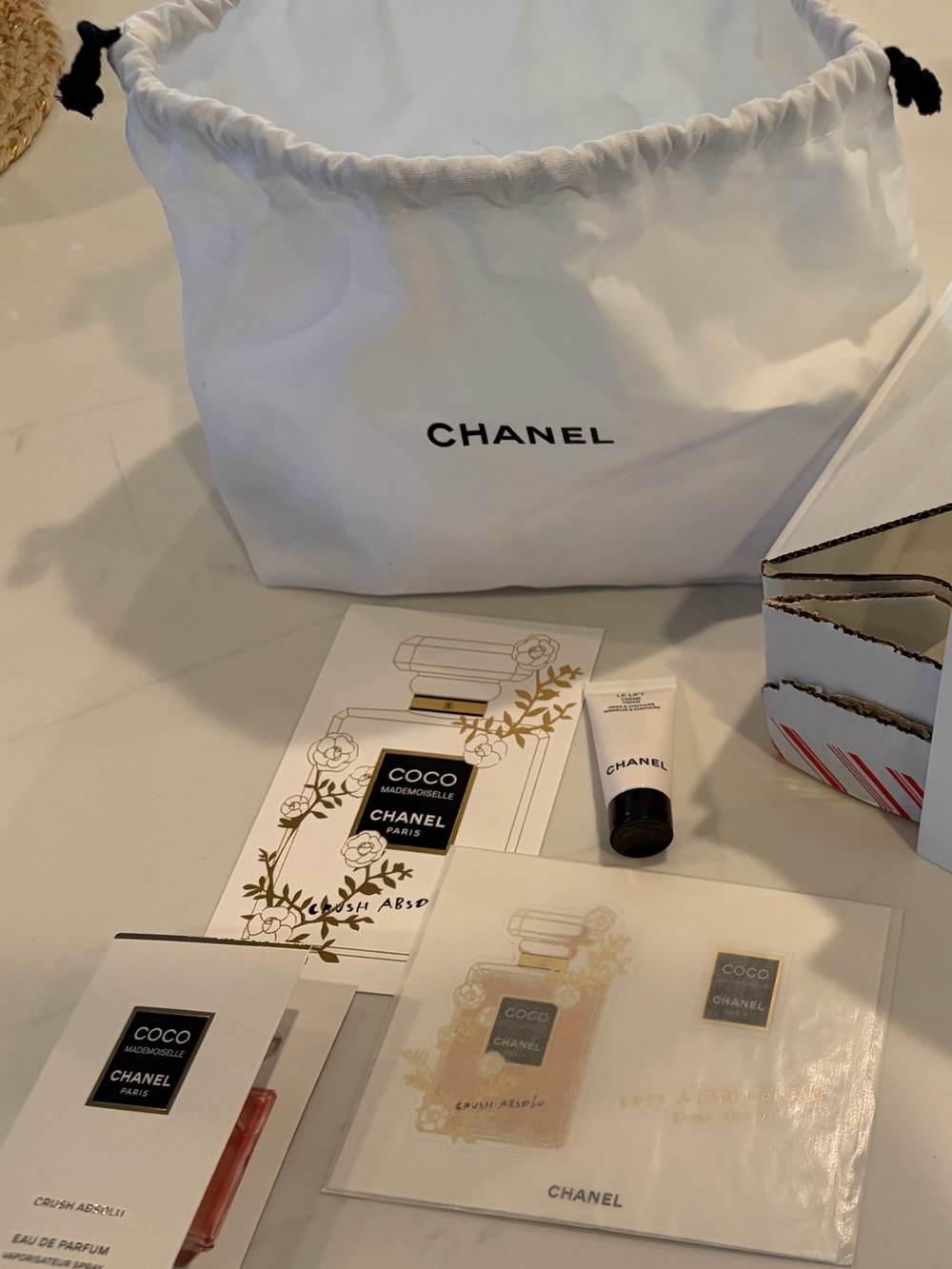 Chanel perfume samples and pouch